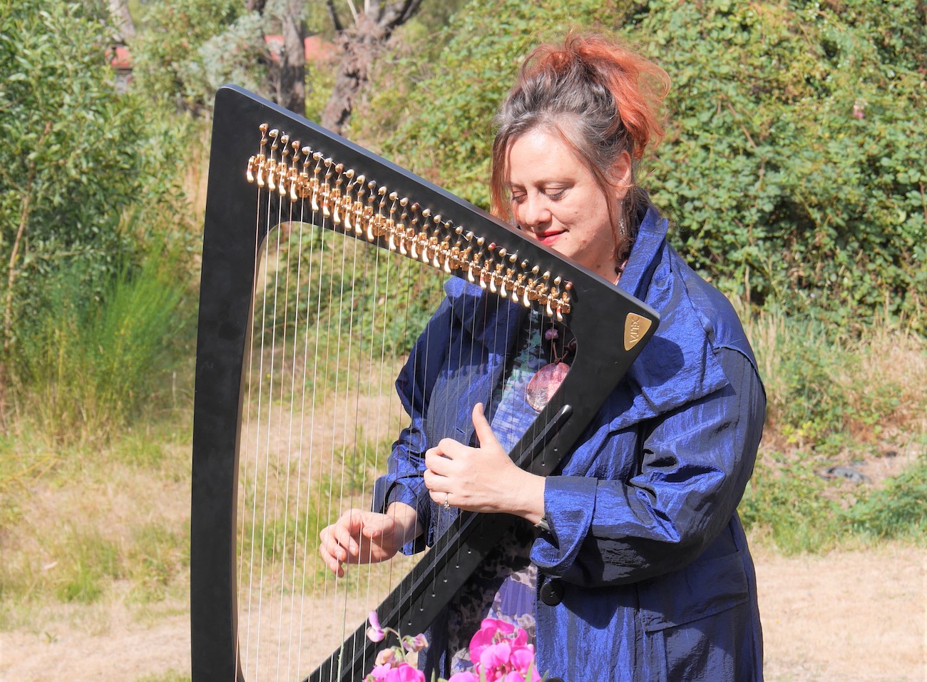 Mary Doumany and her Delta electric harp